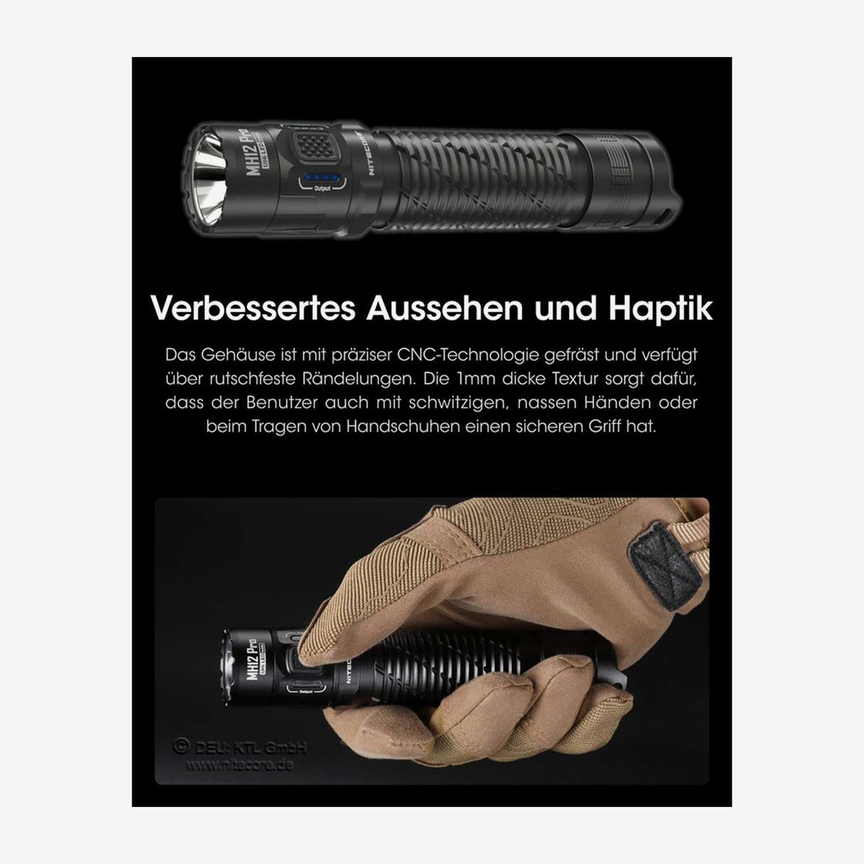 Nitecore MH12 Pro 3300 Lumen Taschenlampe schwarz